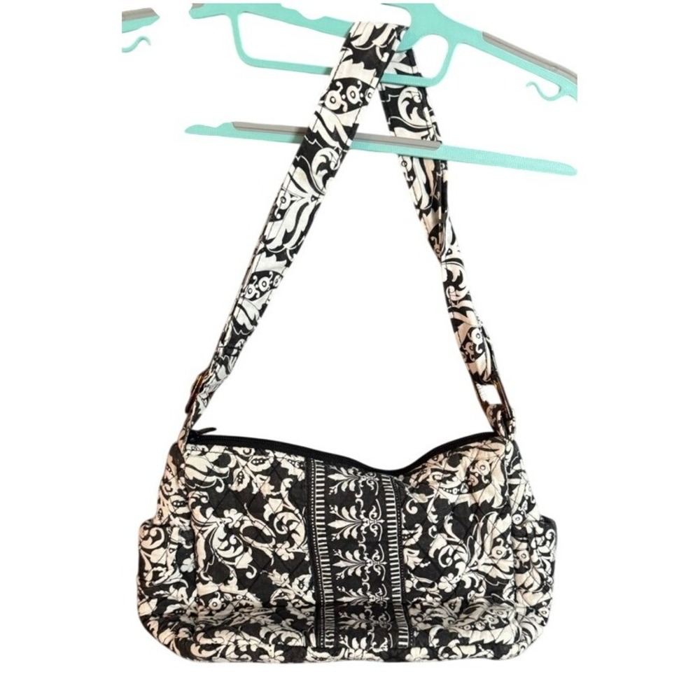 Tanyalee Design Black White Floral Quilted Shoulder Baguette Bag Purse